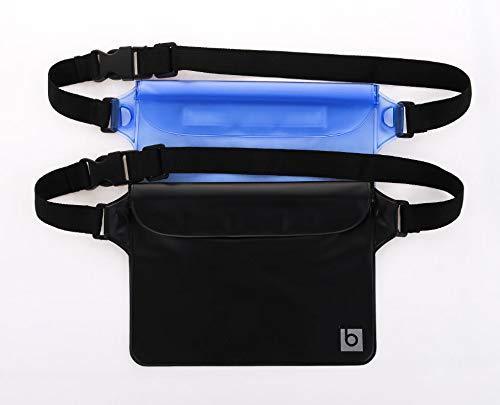 [AUSTRALIA] - blue sky BASICS Waterproof Pouch with Waist Strap (2 Pack) | Best Way to Keep Your Phone and Valuables Safe and Dry | Perfect for Boating Swimming Snorkeling Kayaking Beach Pool Water Parks Ocean Blue + Jet Black 