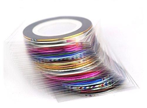XICHEN 38Pcs Mixed Colors Rolls Striping Tape Line Nail Art Tips Decoration Sticker from Breeze Style (1mm2000mm) - BeesActive Australia