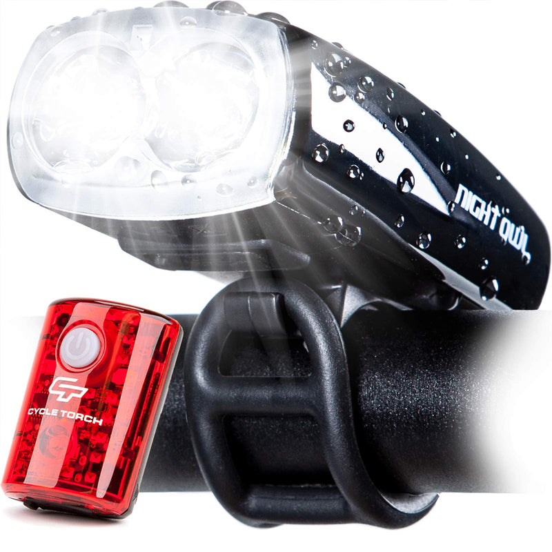 Cycle Torch Night Owl USB Rechargeable Bike Light Set, Perfect Commuter Safety Front and Back Bicycle Light LED Combo, USB Tail Light Included, Compatible with Mountain, Road, Kids & City Bicycles - BeesActive Australia