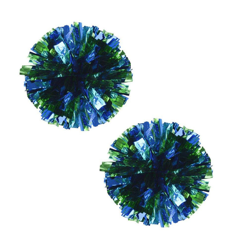 [AUSTRALIA] - Kylin Express Set of 2 Plastic Ring Pom Metallic Cheerleading Poms 100g Green+Blue 