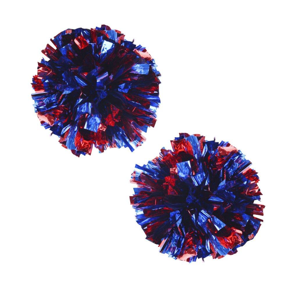 [AUSTRALIA] - Kylin Express Set of 2 Plastic Ring Pom Metallic Cheerleading Poms 100g Red+Blue 