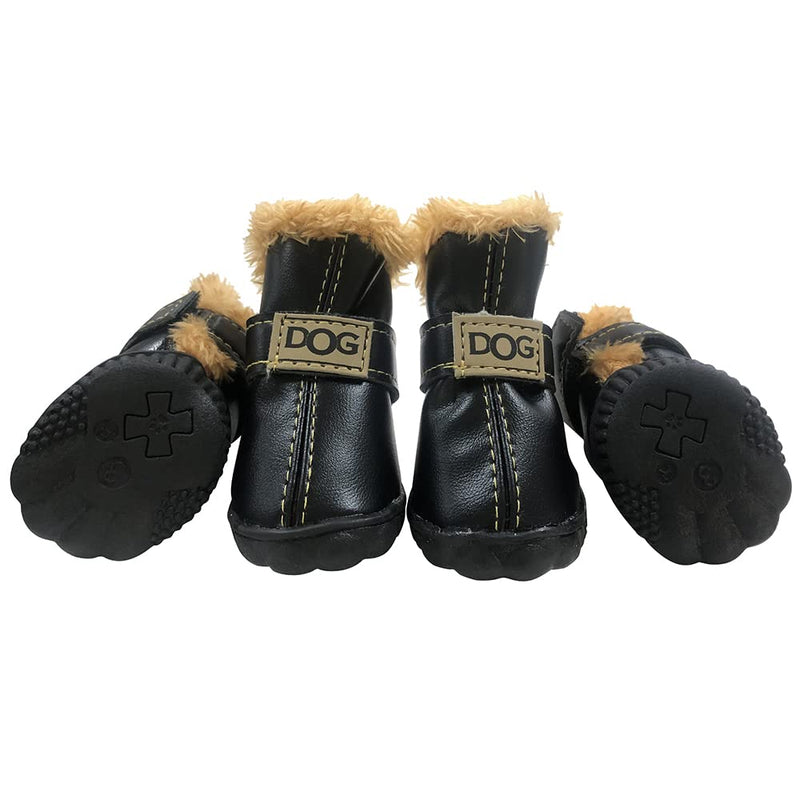 WINSOON Dog Australia Boots Pet Antiskid Shoes Winter Warm Skidproof Sneakers Paw Protectors 4-pcs Set Black Size 5 - BeesActive Australia