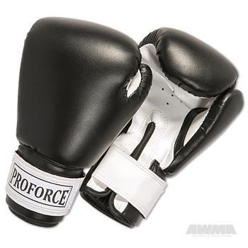 [AUSTRALIA] - Pro Force Leatherette Boxing Gloves with White Palm Black & White 12 oz 