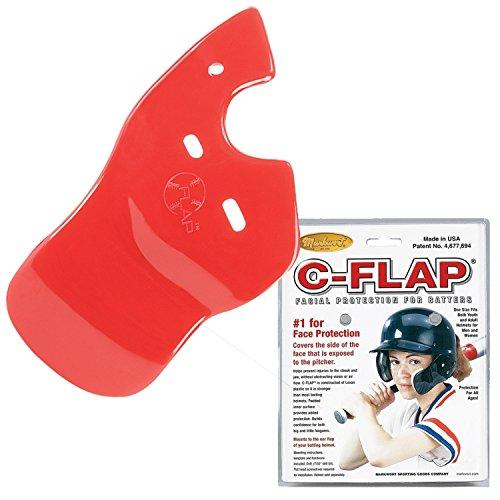 [AUSTRALIA] - Authentic Baseball Shop Red Left C-Flap (Right Handed Hitter) Batter's Helmet Face Protector Attachment (Helmet Sold Separately) 
