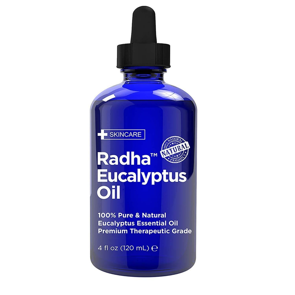 Radha Beauty Eucalyptus Essential Oil and Steam Distilled for Aromatherapy, Relaxation, Shower, Sauna, Bath, Steam Room, Pain Relief, Congestion, Stress Relief Eucalyptus 4oz. - BeesActive Australia