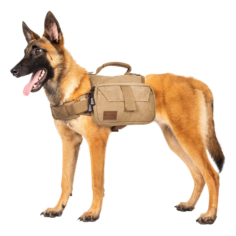 OneTigris Dog Pack Hound Travel Camping Hiking Backpack Saddle Bag Rucksack for Medium & Large Dog Brown - BeesActive Australia