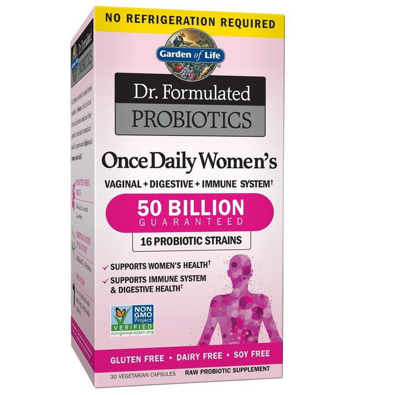 Garden of Life Dr. Formulated Once Daily Women’s Shelf Stable Probiotics 16 Strains, 50 Billion CFU Guaranteed Potency to Expiration, Gluten Dairy & Soy Free One a Day, Prebiotic Fiber, 30 Capsules - BeesActive Australia