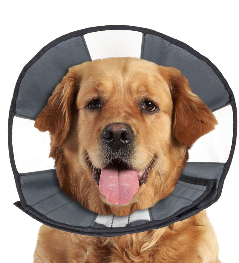 ZenPet Pet Recovery Cone E-Collar for Dogs and Cats - Always Use with Your Pet's Everyday Collar - Comfortable Soft Collar is Adjustable for a Secure and Custom Fit X-Large Grey - BeesActive Australia