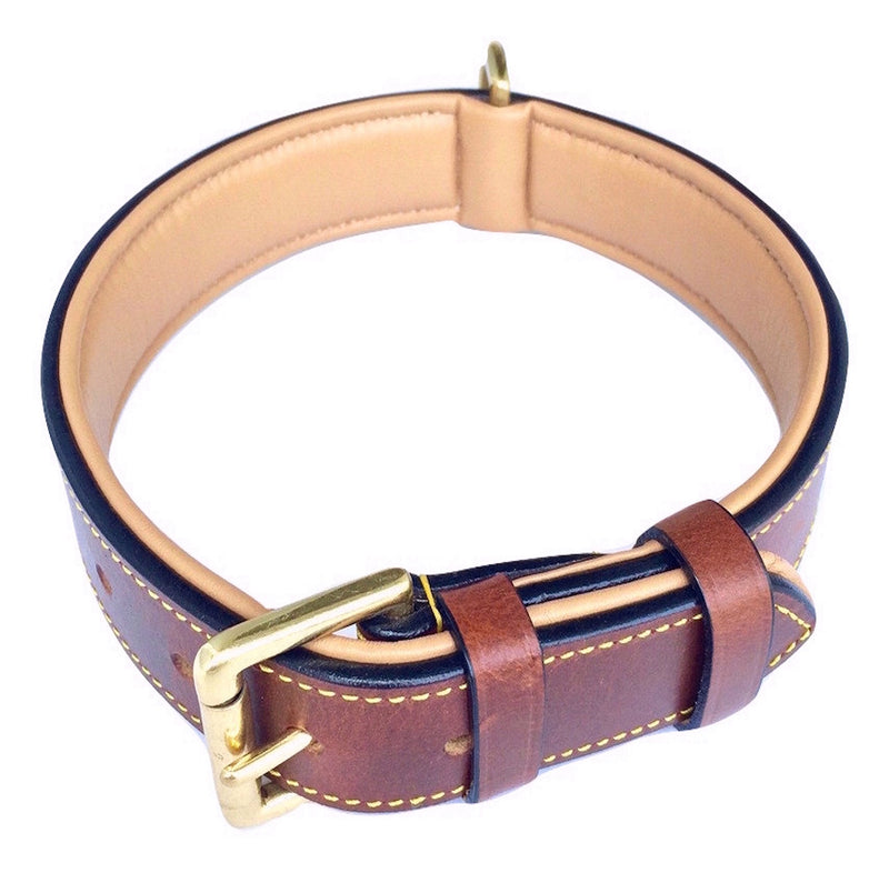 Soft Touch Collars - Luxury Real Leather Padded Dog Collar Large Brown - BeesActive Australia