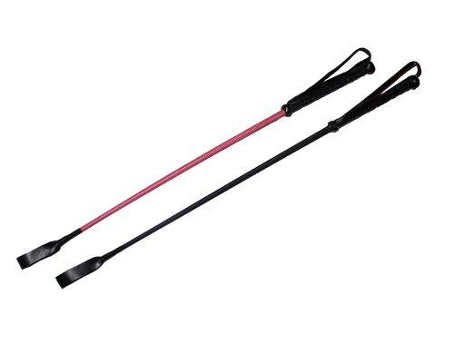 Riding Crop for Horse (Black, Fuchsia, Pink, or Purple) (24 or 27 Inches) Fiberglass Shaft with Leather Single or Double Slapper 24 Inch Black-Double Slapper - BeesActive Australia