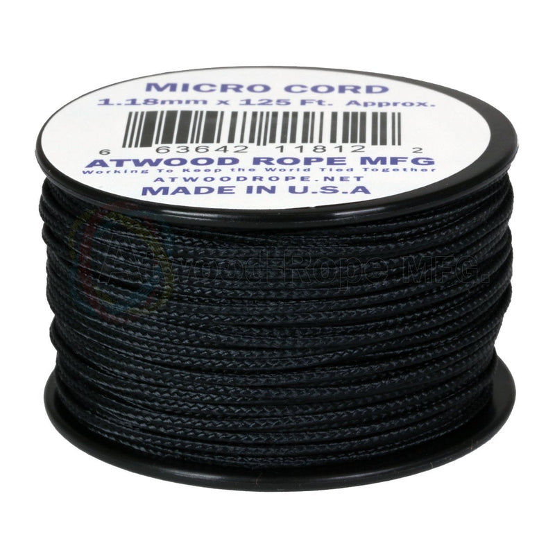 Atwood Rope MFG 1.18mm x 125' Micro Cord, Black - BeesActive Australia