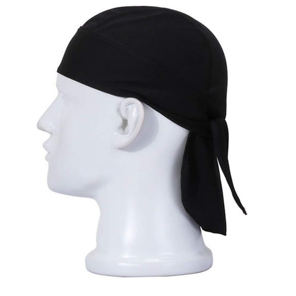 AEY Wicking Beanie Bandana, Cycling Running Adjustable Double Dry Dew Doo Rag Headwrap Headband Skull Cap Hat Black - BeesActive Australia