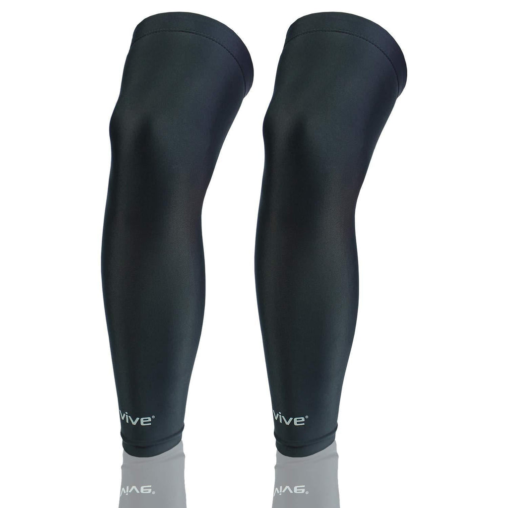 [AUSTRALIA] - Vive Leg Sleeves (Pair) - Compression Knee, Calf and Thigh Support for Running, Basketball, Crossfit, Weight Lifting, and Sports - Knee Wrap Improves Circulation, Helps Arthritis Large 