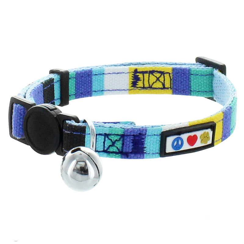 Pawtitas Pet Multicolor Cat Collar Safety Buckle Removable Bell Cat Collar Kitten Collar Cat Collar Blue / White / Teal / Yellow - BeesActive Australia