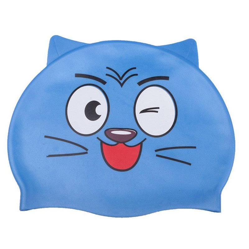 [AUSTRALIA] - LAFEINA Swim Cap, Earmuffs Swim Cap Hats with Ergonomic Ear Pockets with Beautiful Design Highly for Short, Medium and Long Hair Blue Cat 