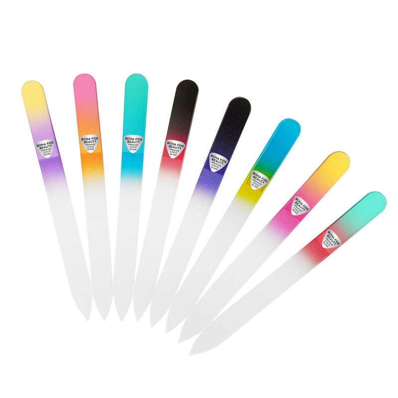 Glass Nail Files, Glass Fingernail Files for Gentle Manicure Nail Care, Expertly Shape Nails & Enjoy a Smooth Finish - Bona Fide Beauty 8-Piece Premium Czech Glass Nail Files - BeesActive Australia