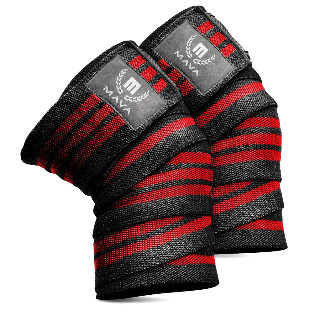 Mava Sports Knee Wraps for Cross Training WODs Compression & Elastic Support Red - BeesActive Australia