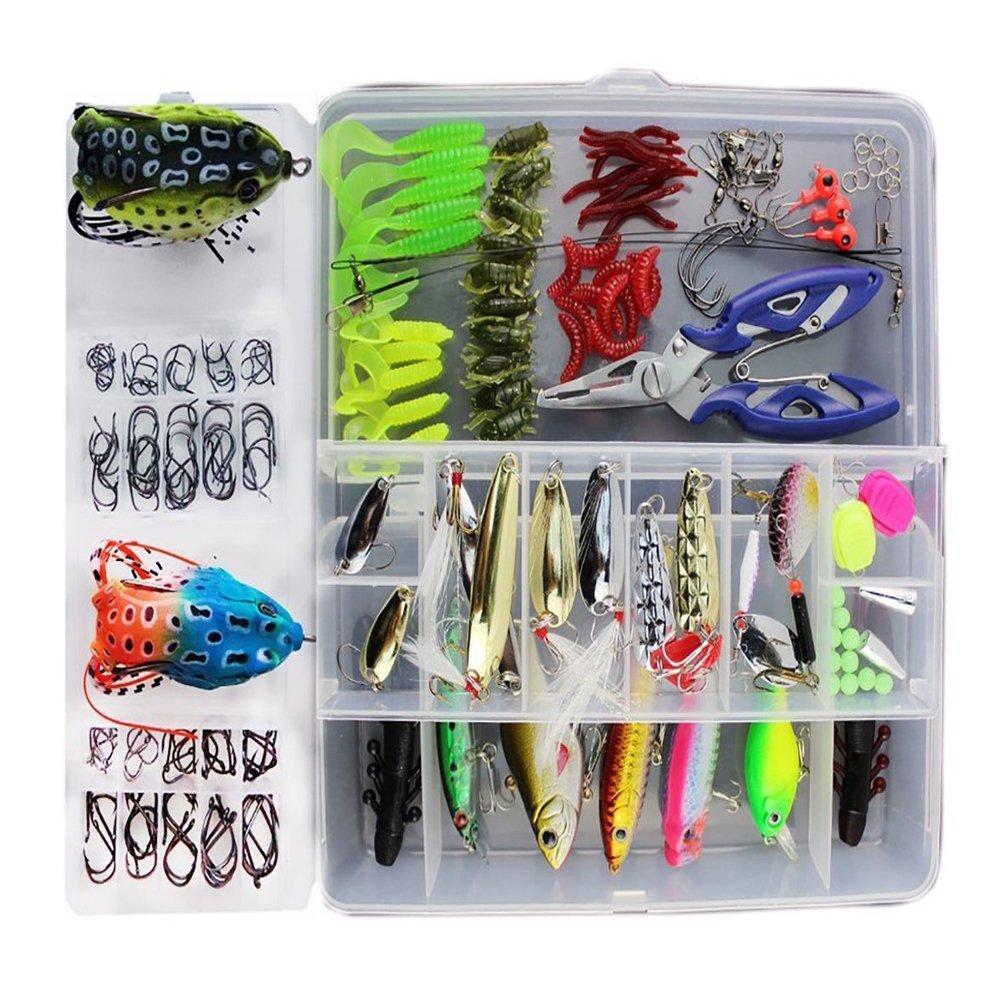 [AUSTRALIA] - Fishing Lure 233Pcs 1 Set Freshwater Saltwater Trout Bass Salmon Spinner Baits Topwater Fishing Frogs Lures Fishing Tackle Crankbaits Lures Spinner Baits Spoon Lures with Plier 