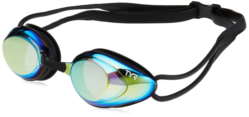 [AUSTRALIA] - TYR Black Hawk Racing Mirrored Goggles One Size Gold Metal Rainbow Black 