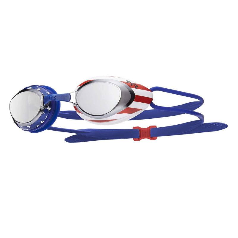 [AUSTRALIA] - TYR Black Hawk Racing Mirrored USA Goggles One Size Silver/Red/Navy 