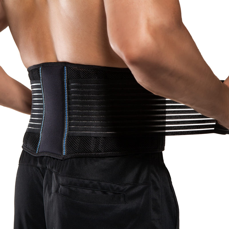 Back Support Belt by BraceUP for Men and Women - Breathable Waist Lumbar Lower Back Brace for Sciatica, Herniated Disc, Scoliosis Back Pain Relief, Heavy lifting, with Dual Adjustable Straps (S/M) Small/Medium (Pack of 1) - BeesActive Australia