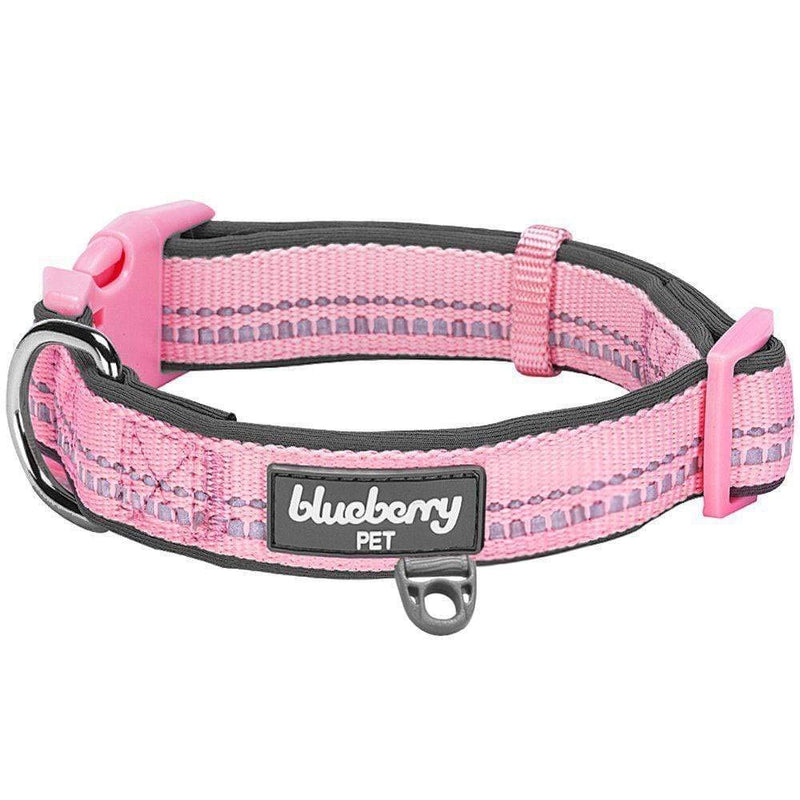 Blueberry Pet 8 Colors Soft & Safe 3M Reflective Pastel Color Neoprene Padded Dog Collars Small Baby Pink - BeesActive Australia