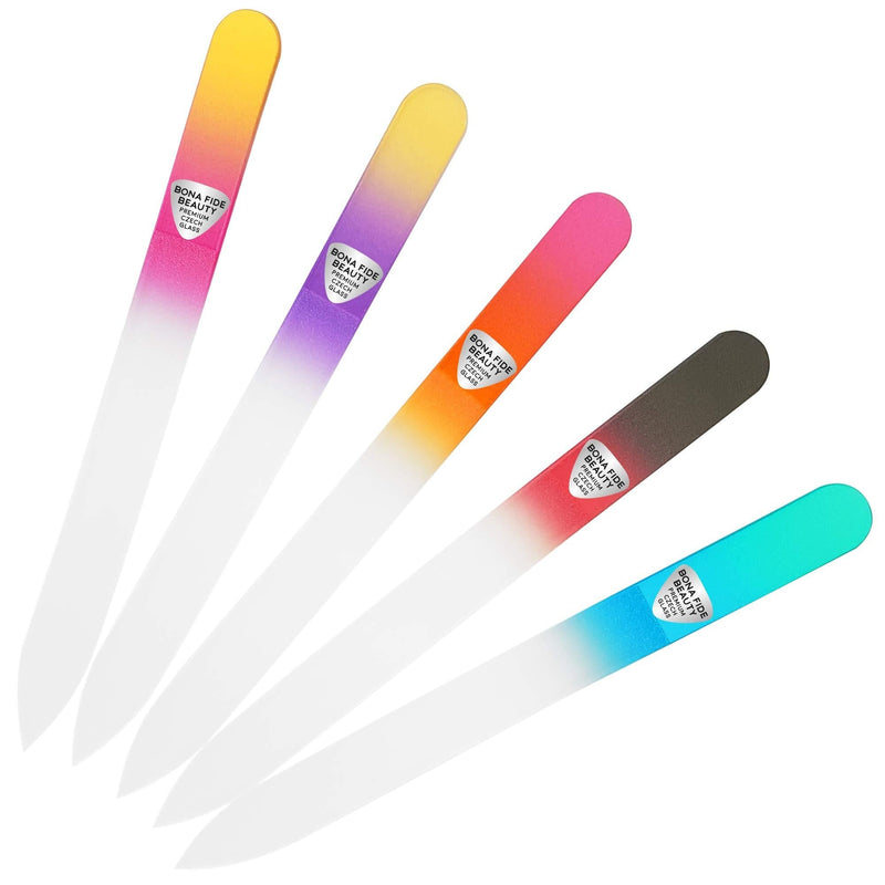 Glass Nail Files, Manicure Fingernail Files, Gentle Precision Filing, Expertly Shape Nails for a Smooth Finish - 5-Piece Bona Fide Beauty Premium Czech Glass Files - BeesActive Australia