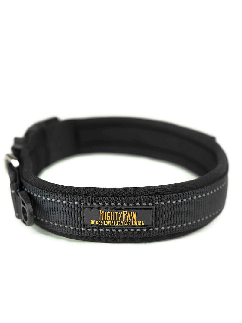 Mighty Paw Neoprene Padded Dog Collar, Reflective Running Dog Collar, Premium Quality Sports Collar, Extra Comfort for Active Dogs Black- Large - BeesActive Australia