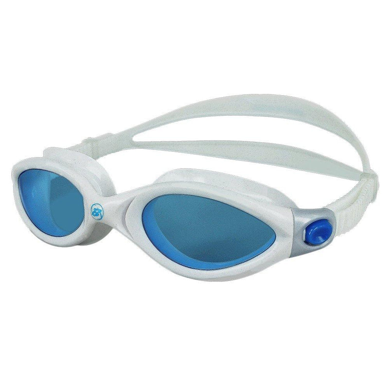 [AUSTRALIA] - Barracuda AQUALIGHTNING Swim Goggles - Curved Lenses Streamline Design, One-Piece Frame Soft Seals, Easy Adjusting Comfortable for Adults (32420) Blue/White 