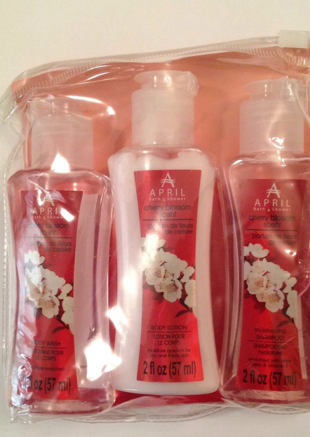 April Bath & Shower Cherry Blossom Scent Body Wash / Body Lotion / Shampoo Set 2 Fl Oz. Each - BeesActive Australia