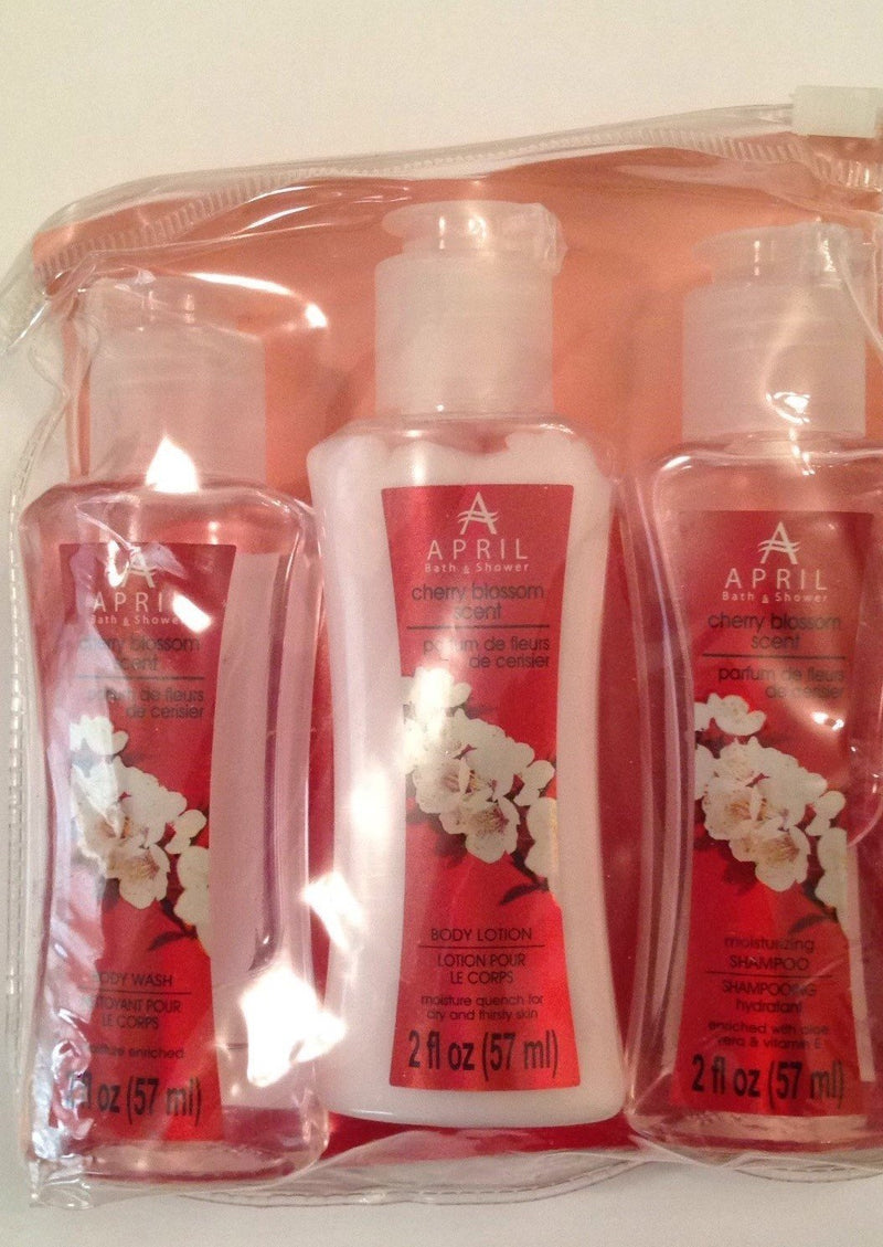 April Bath & Shower Cherry Blossom Scent Body Wash / Body Lotion / Shampoo Set 2 Fl Oz. Each - BeesActive Australia