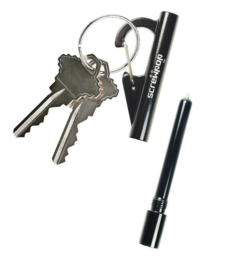 Screwpop Inkbiner Travel Keychain Pen with Bottle Opener Ultra-Compact Easy Grip Alloy Black (Amazon 2.75" Standard Ink Refills) - BeesActive Australia