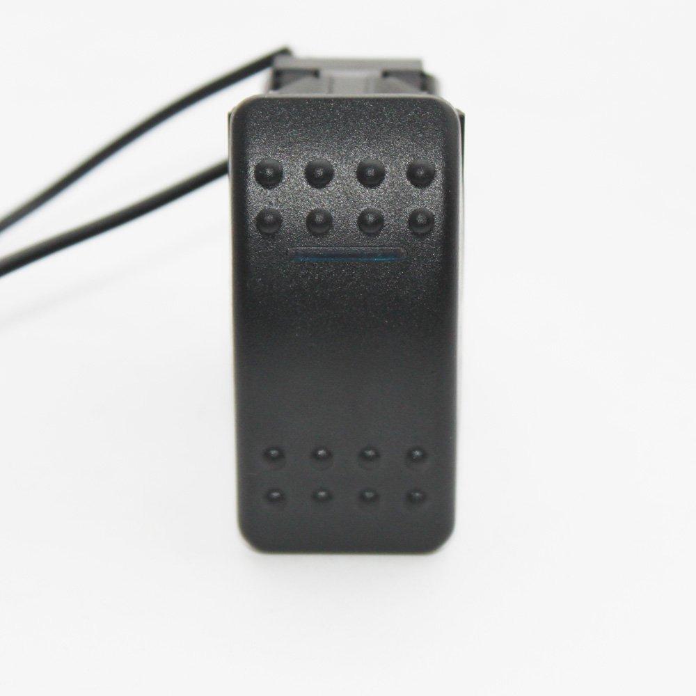 [AUSTRALIA] - X-Haibei 2 Position Horn Momentary Rocker Switch (On)-Off 12V 24V SPST-NC Blue LED 3 Pin Waterproof Switch 