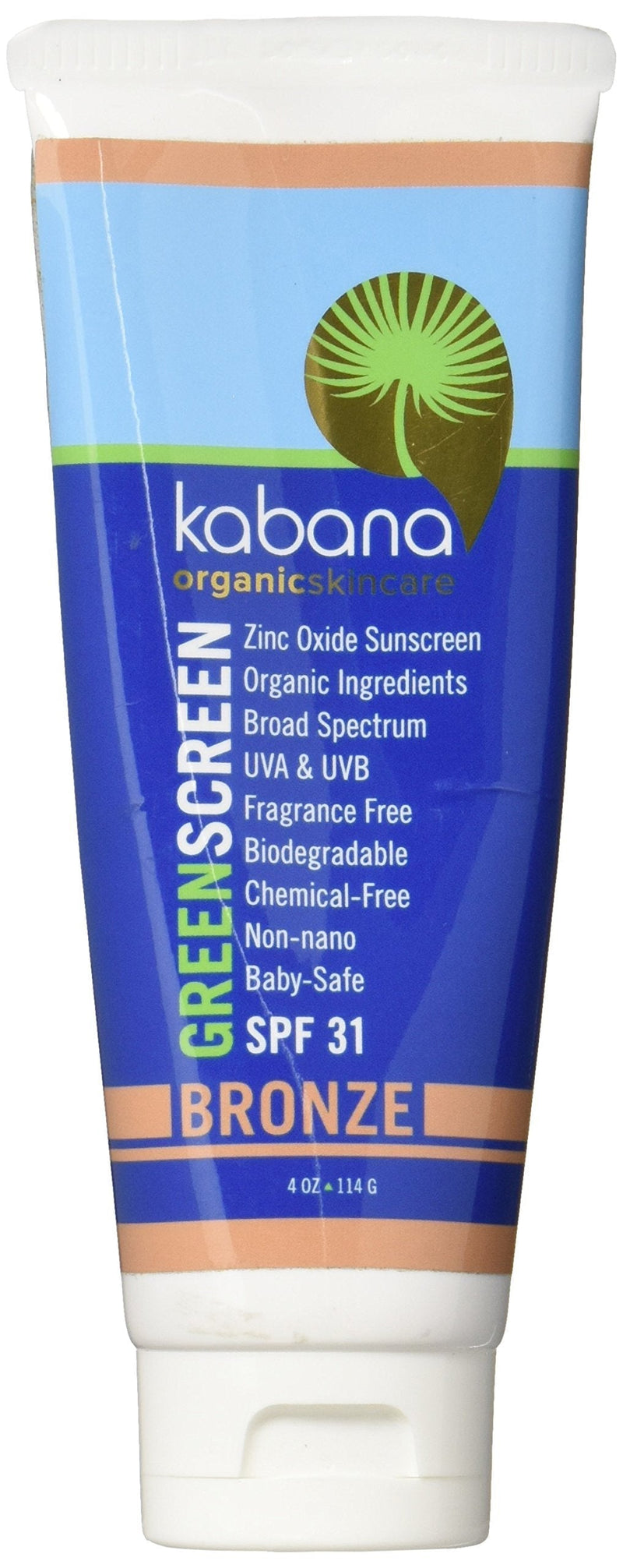Green Screen Organic Sunscreen Zinc Oxide SPF 31 Tinted Bronze - Soy-Free - Vegan - Gluten-Free - 8oz/230g As 2x4oz - BeesActive Australia