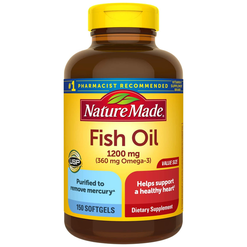 Nature Made Fish Oil 1200mg, 150 Softgels Value Size, Fish Oil Omega 3 Supplement For Heart Health - BeesActive Australia