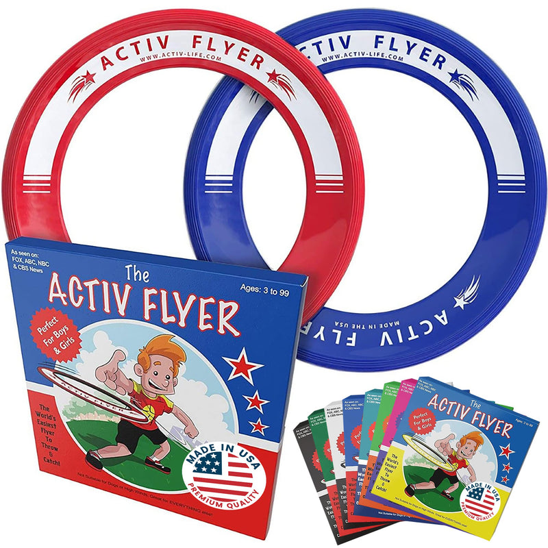 Activ Life Kid's Flying Rings [2 Pack] Fly Straight & Don’t Hurt - 80% Lighter Than Standard Flying Discs - Replace Screen Time with Healthy Family Fun - Get Outside & Play! Made in USA Blue/Red - BeesActive Australia