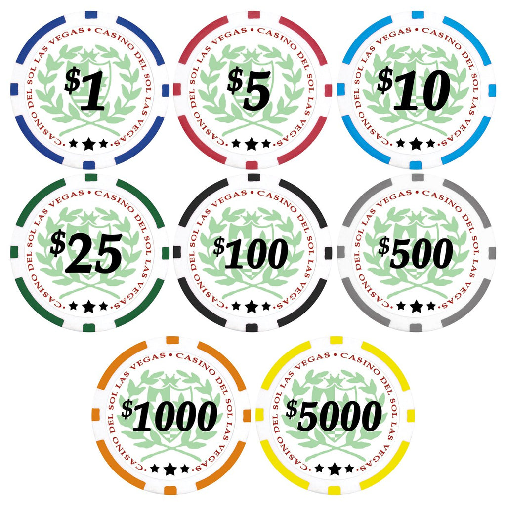 DA VINCI 50 Casino Del Sol 11.5 Gram Poker Chips with Denominations Light Blue $10 - BeesActive Australia