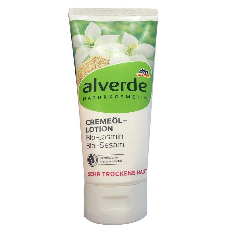 Alverde Cream-Oil Body-Lotion with Organic Jasmine & Organic Sesame for Dry & Very Dry Skin - Not Tested on Animals / Natrue Certified Natural Cosmetic - 200ml - BeesActive Australia