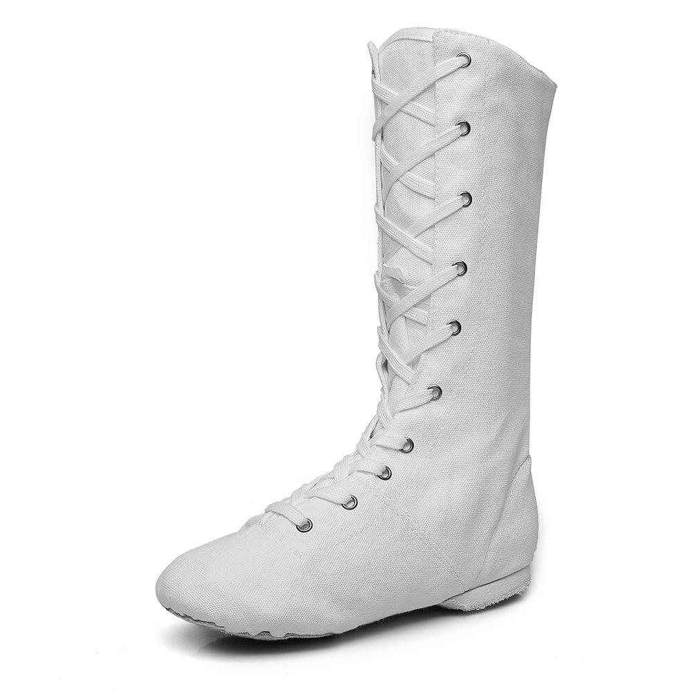 [AUSTRALIA] - MSMAX Adult Dance Boot Lace up Ballet Jazz Sneakers 10 White 