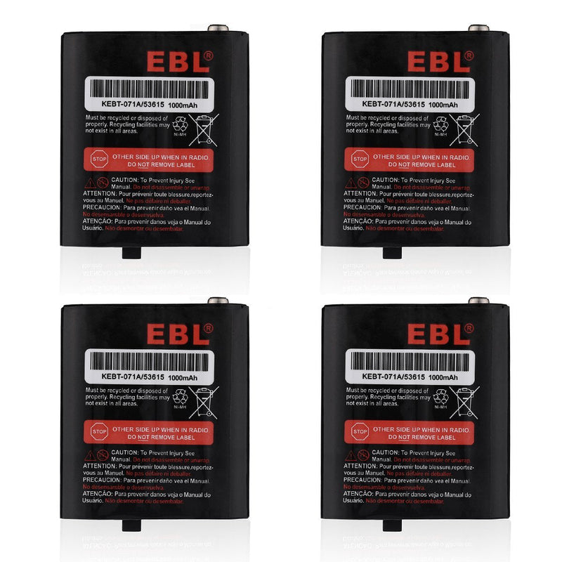 [AUSTRALIA] - EBL Pack of 4 Two-Way Radio Rechargeable Batteries 3.6V 1000mAh for Talkabout 53615 KEBT-071A KEBT-071-B KEBT-071-C KEBT-071-D 4 Pack 