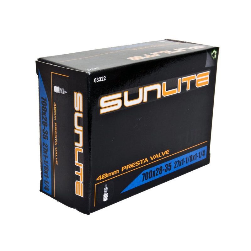 Street Fit 360 1 Pack or 2 Pack - Bike Tube, Presta Valve 700c x 28-35, (27x1-1/8 to 1-1/4), 48mm Presta Valve, Bicycle Inner Tube, Sunlite - BeesActive Australia