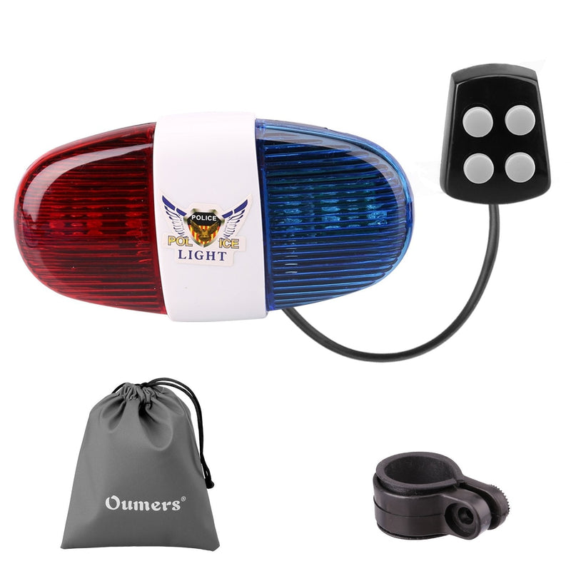 Oumers Bicycle Police Sound Light, Bike LED Light Electric Horn Siren Horn Bell, 6 LED Light 4 Sounds Trumpet, Warning Safety Light, Waterproof Bicycle Lights Accessories, No Batteries in - BeesActive Australia