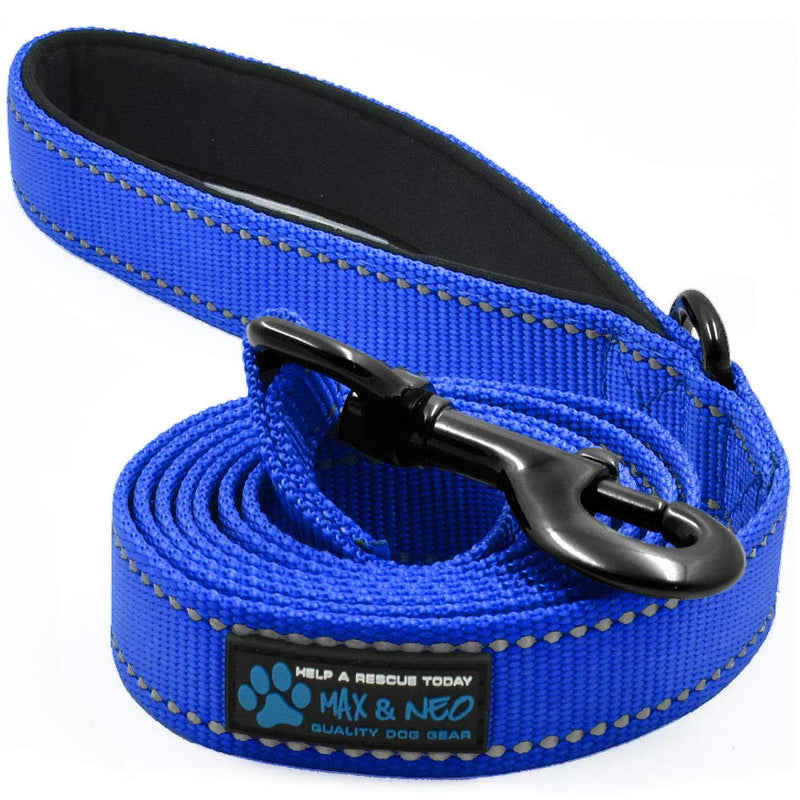 Max and Neo Reflective Nylon Dog Leash - We Donate a Leash to a Dog Rescue for Every Leash Sold 6 FT x 1" Wide BLUE - BeesActive Australia