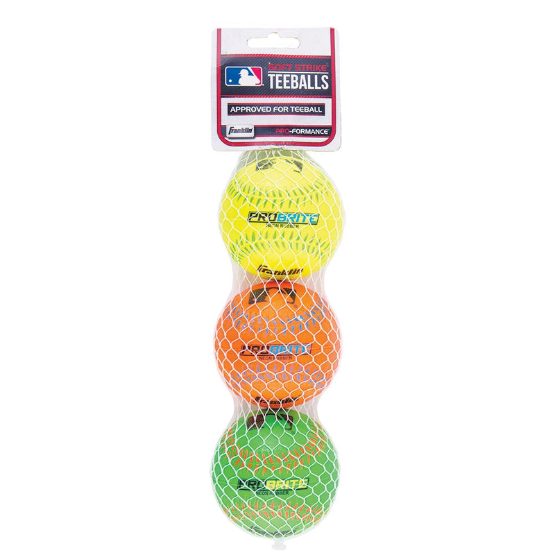 [AUSTRALIA] - Franklin Sports Pro Brite Neon Rubber Teeballs (3 Pack) 