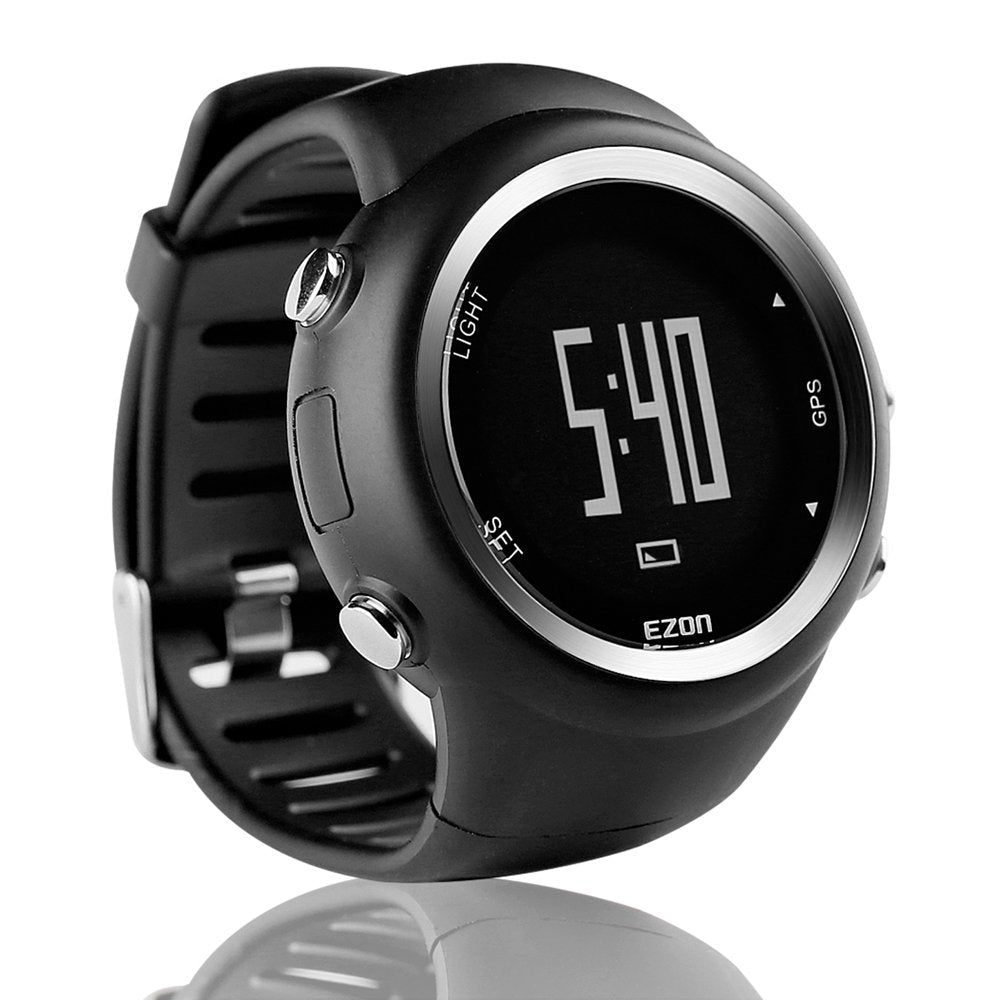 EZON GPS Running Watch with Speed Distance Pace Alarm and Calorie Counter and Stopwatch for Men T031B01 Black - BeesActive Australia