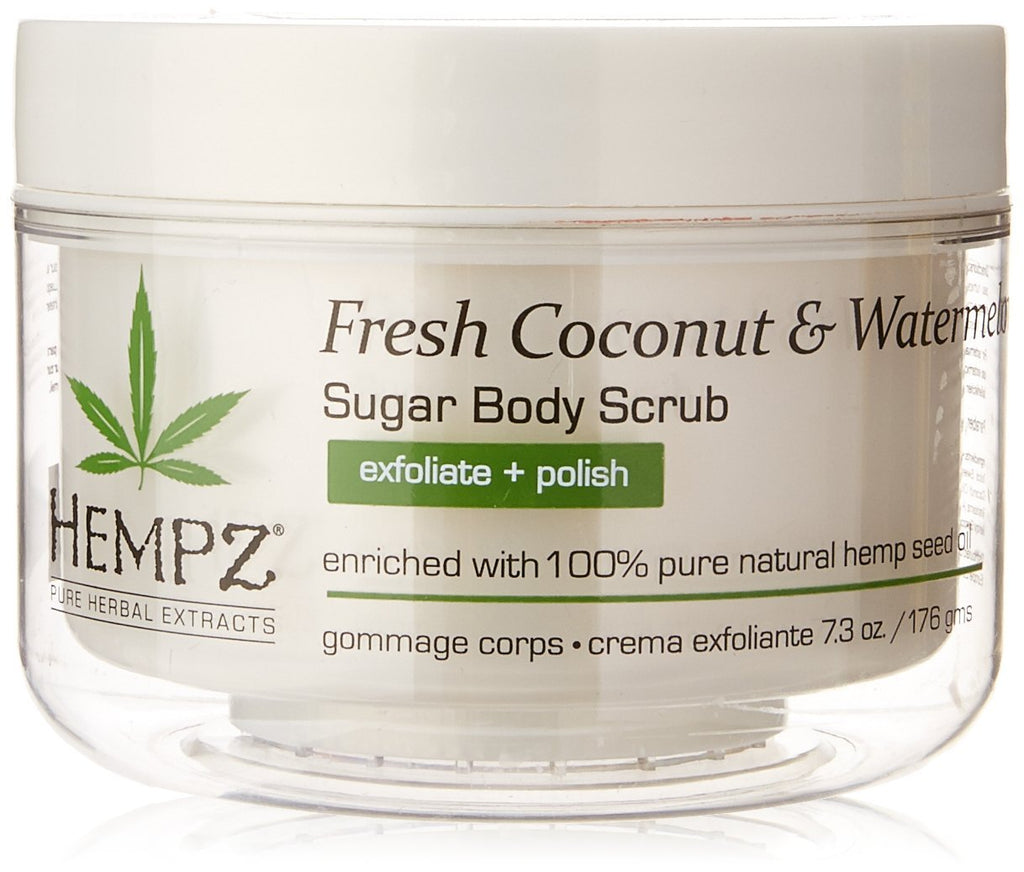 Hempz Herbal Sugar Body Scrub, Pearl White, Fresh Coconut/Watermelon, 7.3 Fluid Ounce - BeesActive Australia