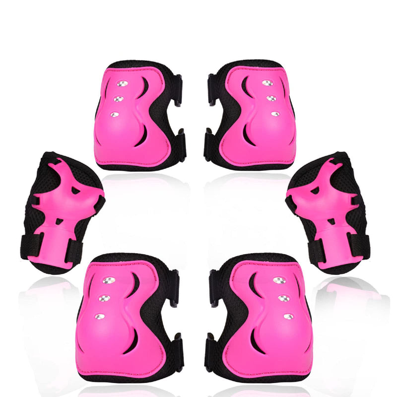 eNilecor Knee Pads for Kids, Kids Knee and Elbow Pads Protective Gear Set with Wrist Guard for Roller Skating Skateboard Skating Cycling Bike Rollerblading Scooter for kids 8-14( Hot Pink/Black, M) Medium - BeesActive Australia