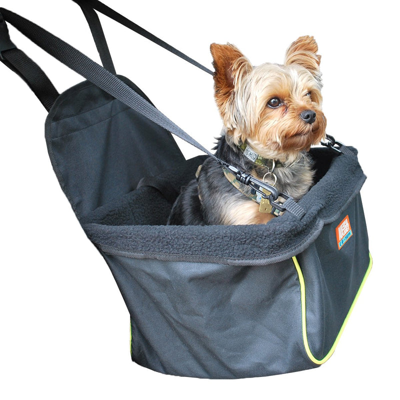 Animal Planet Puppy Booster Car Seat Cover for Small Dogs - Portable, Foldable, Collapsable Pet Car Carrier with Safety Leash - 12Lbs & Under Black W. Green Trim - BeesActive Australia