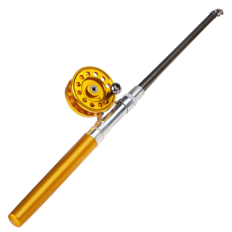 Saim Fishing Rod 36In(3Ft) Mini Portable Pocket Aluminum Alloy Fish Rod Pen - Great Gift for Father Husband Man Son - BeesActive Australia