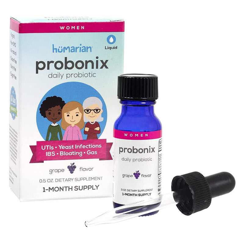 Probonix Probiotics for Women, Organic, Non-GMO Liquid Probiotic Drops,12 Live Probiotic Strains, Lactobacillus Acidophilus, Help with Gut Health, Yeast and Urinary Tract Infections - Grape - BeesActive Australia